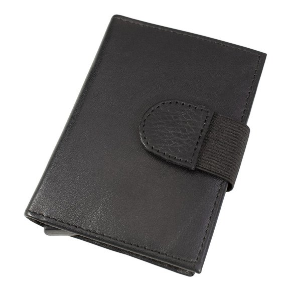 GENUINE LEATHER Automatic POP-UP Credit Card Holder with RFID Blocking - Picture 1 of 11
